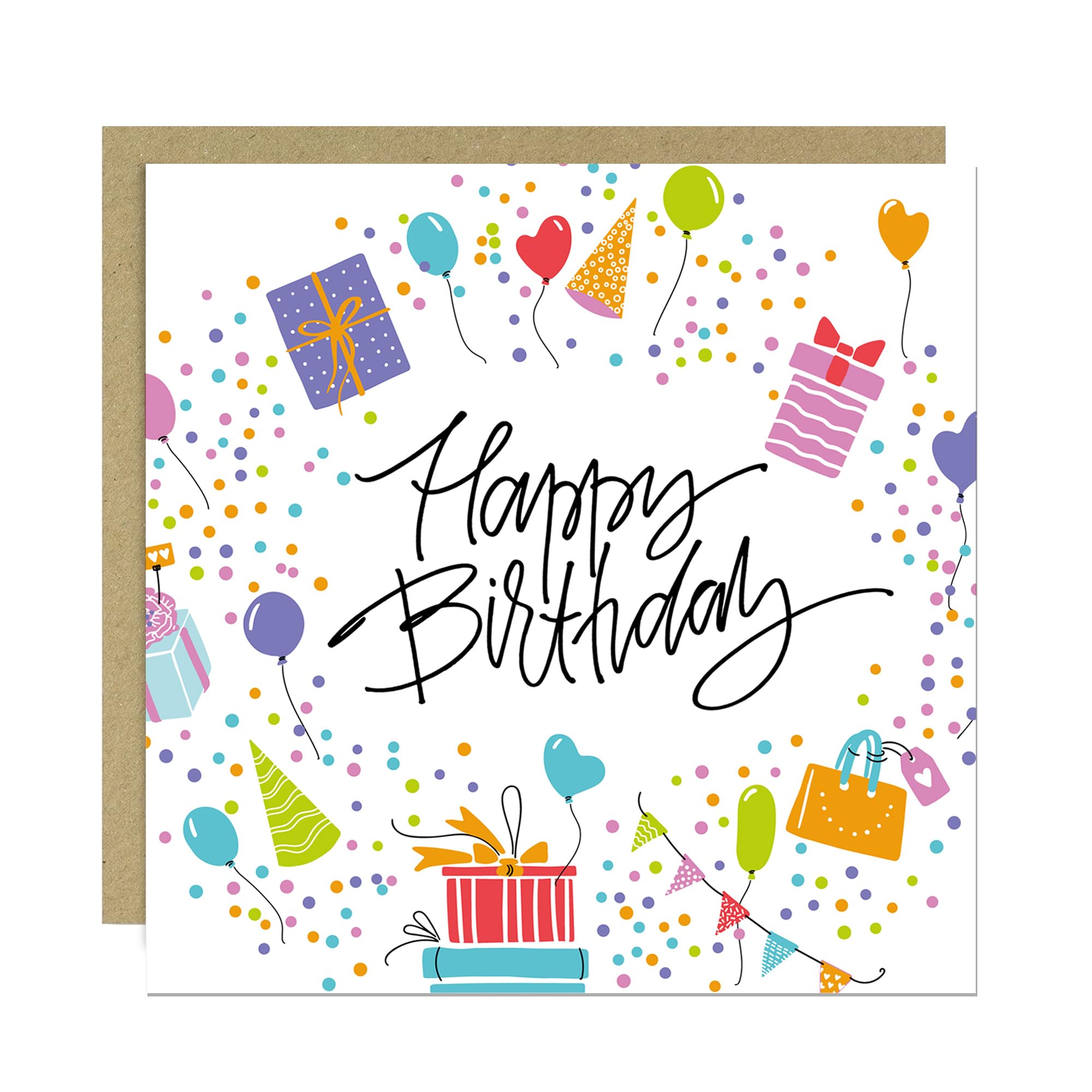 RED OCEAN Fun Happy Birthday Cards, With Envelope, Birthday Cards for Her Him, Confetti Design, Birthday Card For Women Men, Mum Card, Sister Card, Friend Card, Dad Card