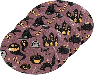 Scrub Sponge Happy Halloween Bat Ghost Kitchen Washing Dishes Cleaning Sponges Cat Skull Non Scratch Sponge for Dish Countertops Sinks Floors Showers Tile Sinks, 3 Pack
