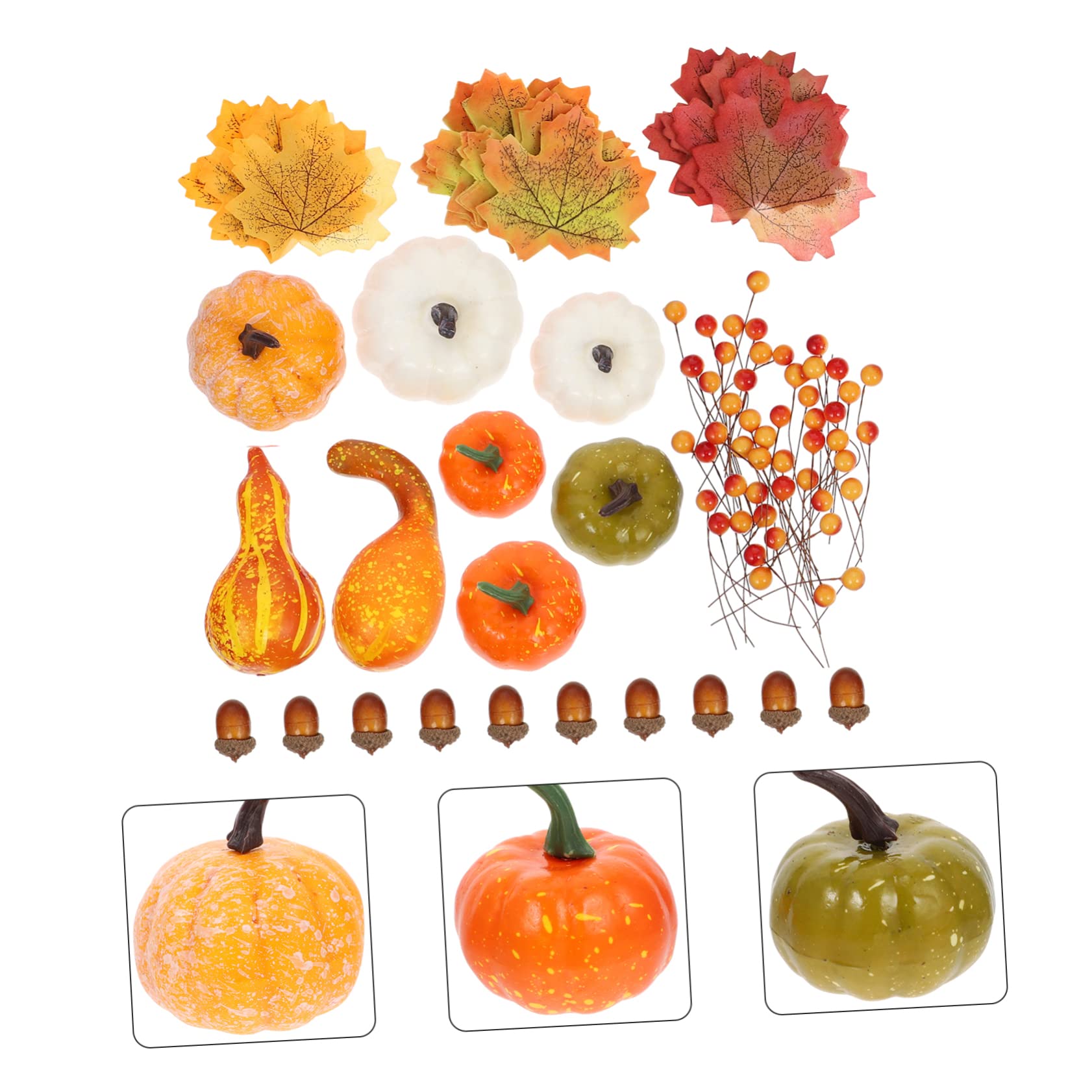 Abaodam 240stücke Kunstpumpkin Deko-Set Für Halloween Kürbis Und Ahornblatt- Requisiten Für Und Raumgestaltung Für Partys Und Herbstdekoration