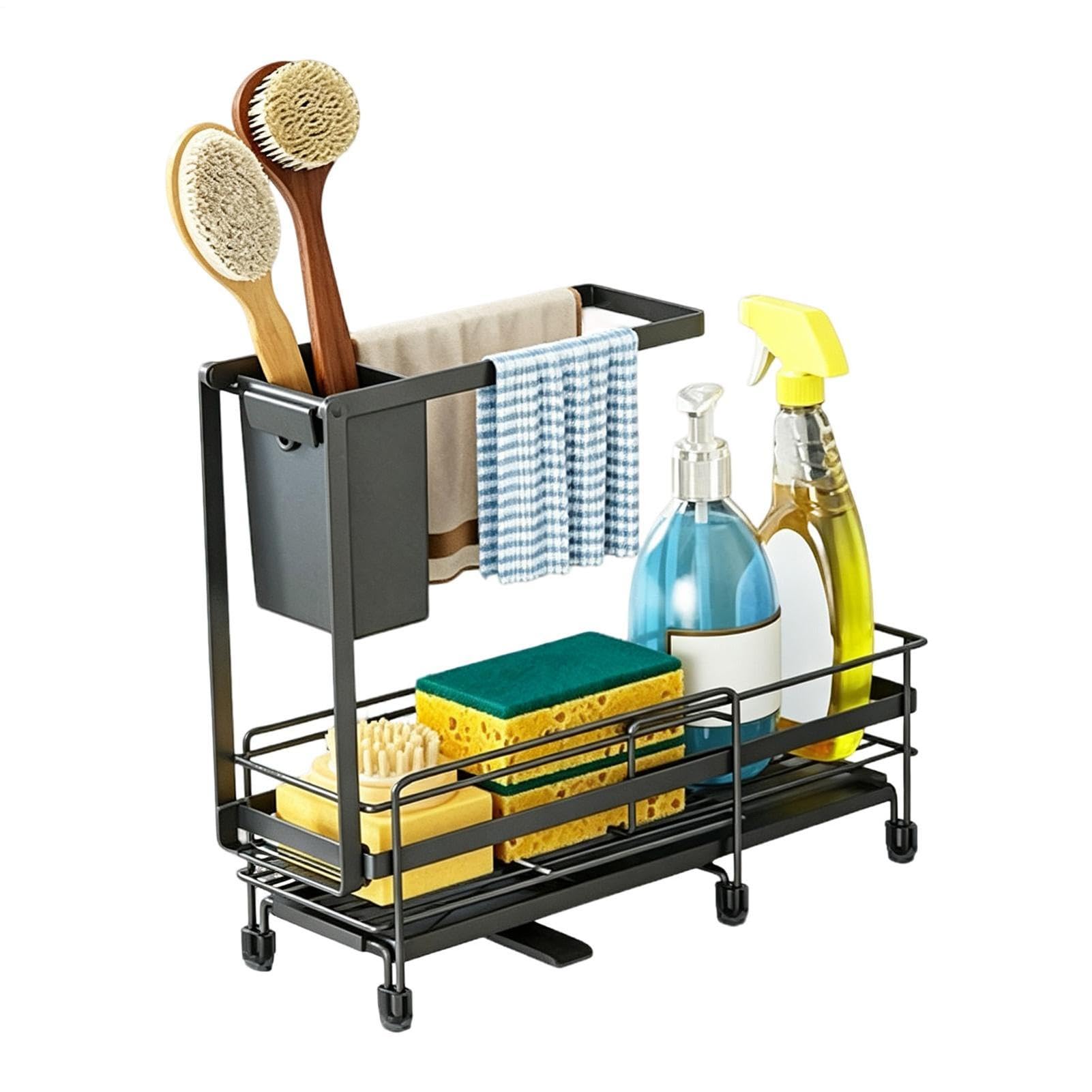 Égouttoir d'évier de cuisine Pliable extensible avec porte-serviette et