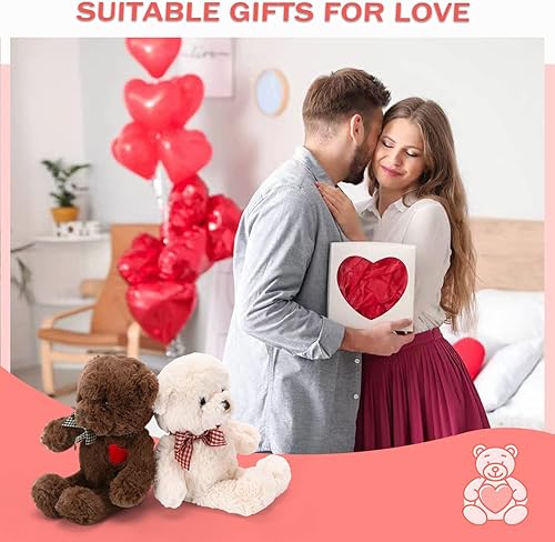 Miniatura 7 de Riuhot Oso de peluche pequeño con corazón, lindo oso de peluche blanco, animal de peluche para el día de San Valentín, oso de peluche suave,