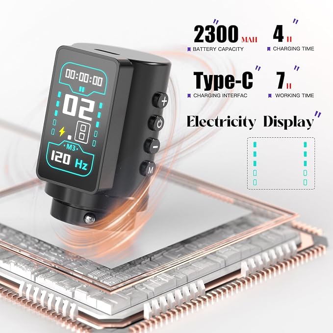 Kit Máquina Tatuar Rotativa Pen Wormhole Tattoo Batería 2300 miniatura 5