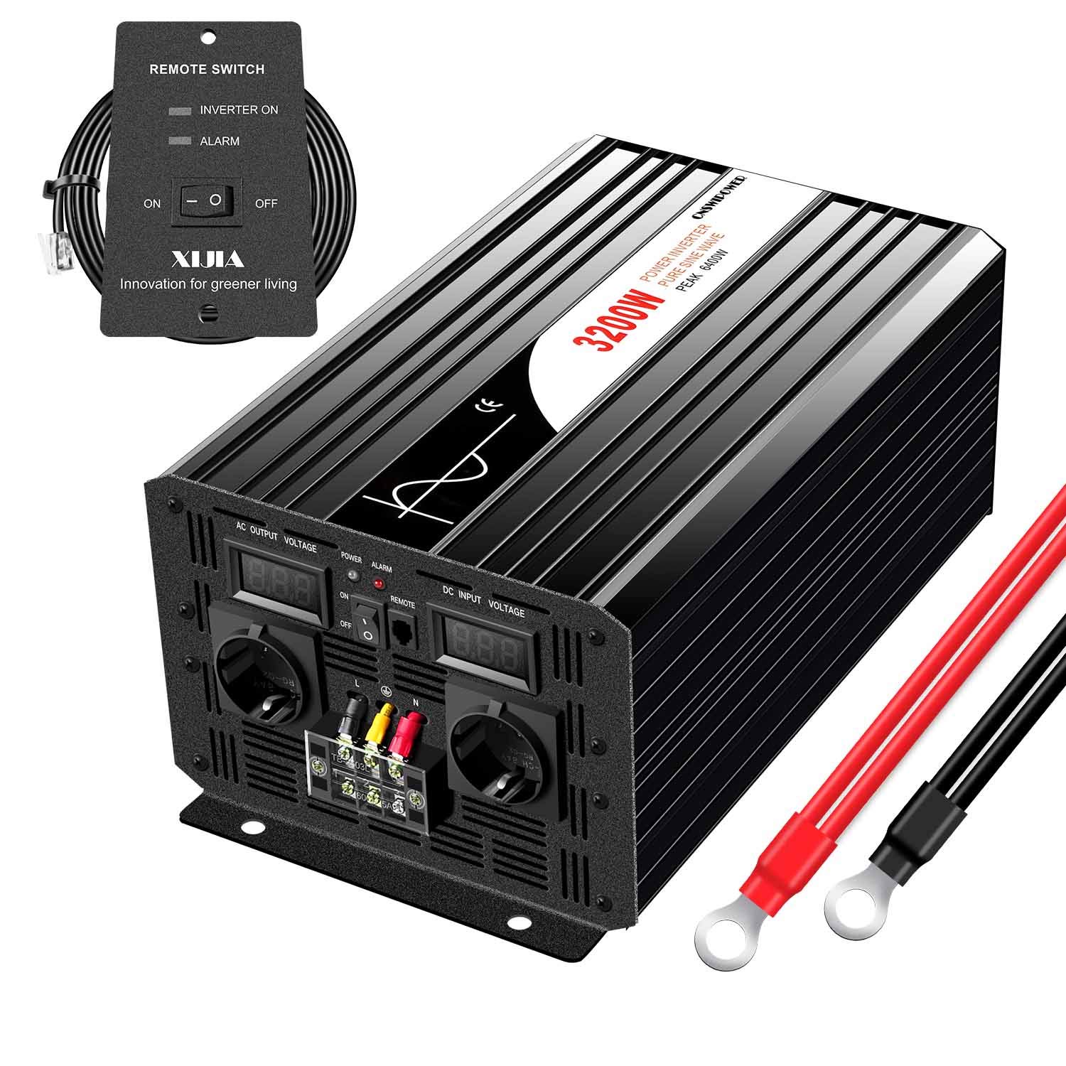 DATOUBOSS 2000W/4000W Inverter Onda Pura DC 24V a AC 230V, Power Inverter Onda Sinusoidale Pura 24v 220v Convertitore Per Camper con Telecomando e Display LCD, per Casa, Camper, Camion, Marina