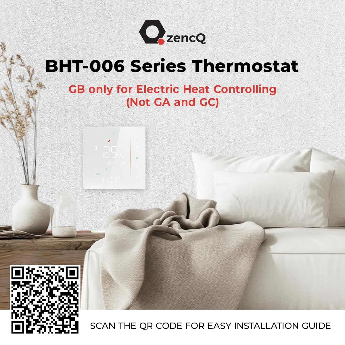 ZencQ Smart Home Thermostat: Ambient Thermostat with LED Touch Screen for Water Boiler and Electric Heating - Image 2