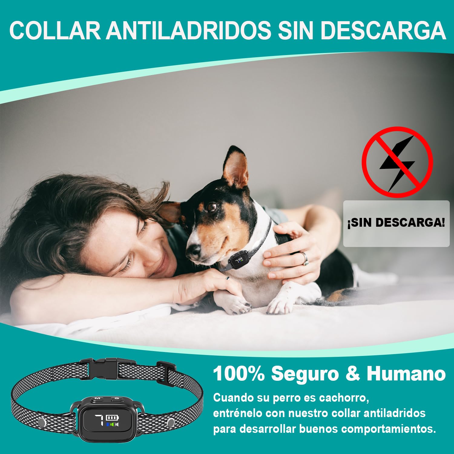 Collar Antiladridos para Perros Pequeños, Collar Antiladridos con 7 Niveles de Sensibilidad, 3 Modos de Sonido y Vibración, Resistente al Agua IP67, Efectivo y Humano, Negro