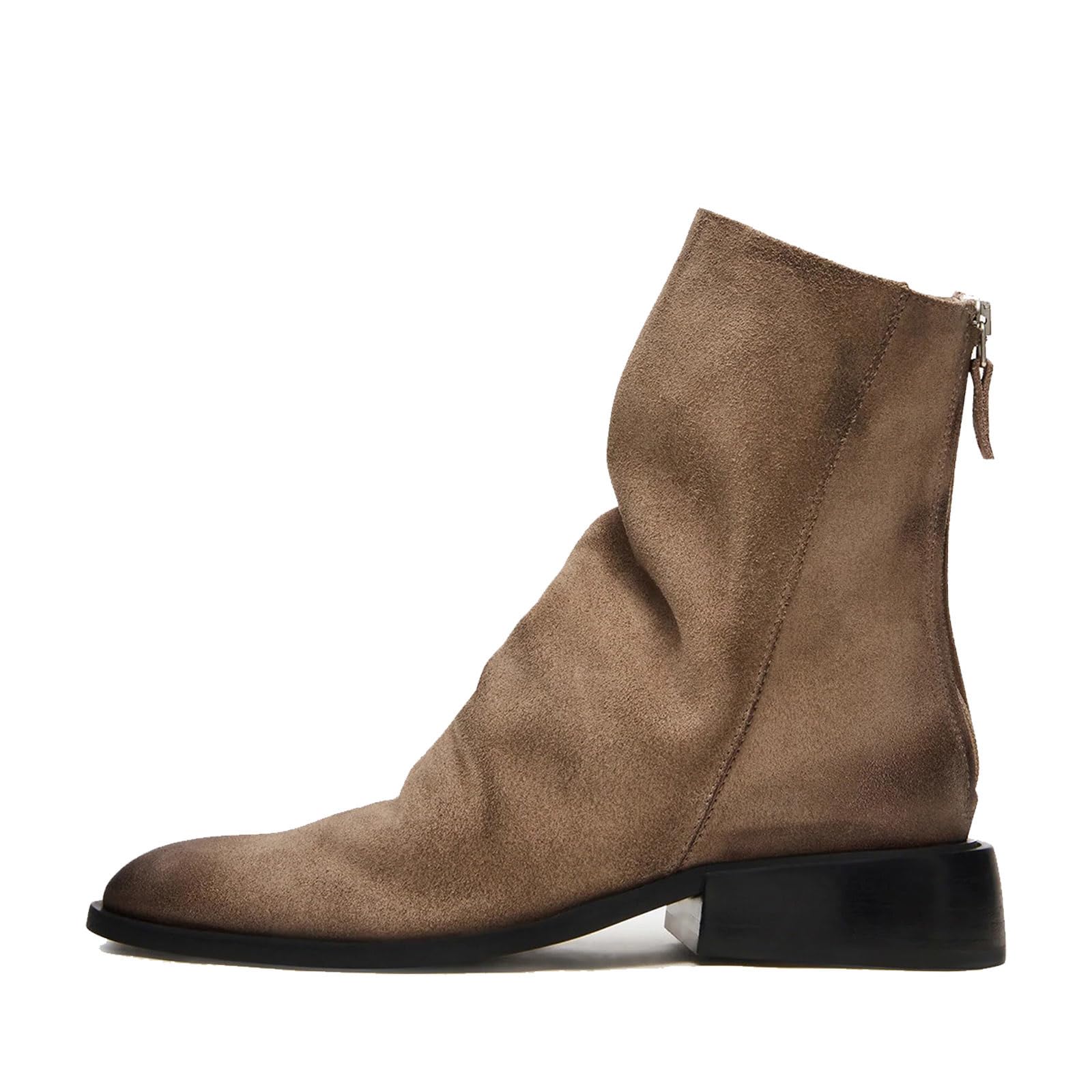 MICIFA Ankle Boots for Women Comfortable Round Toe Low Chunky Block Heel Booties Short Boots Casual Back Zipper