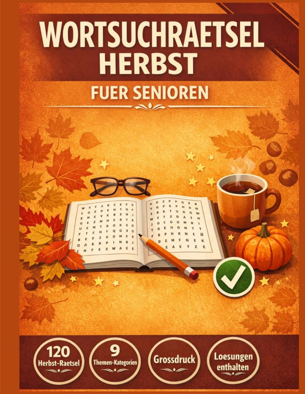 Wortsuchrätsel Herbst für Senioren: 120 Wortsuchrätsel mit Herbst-Themen - 9 herbstliche Kategorien - Perfekt für gemütliche Herbstabende