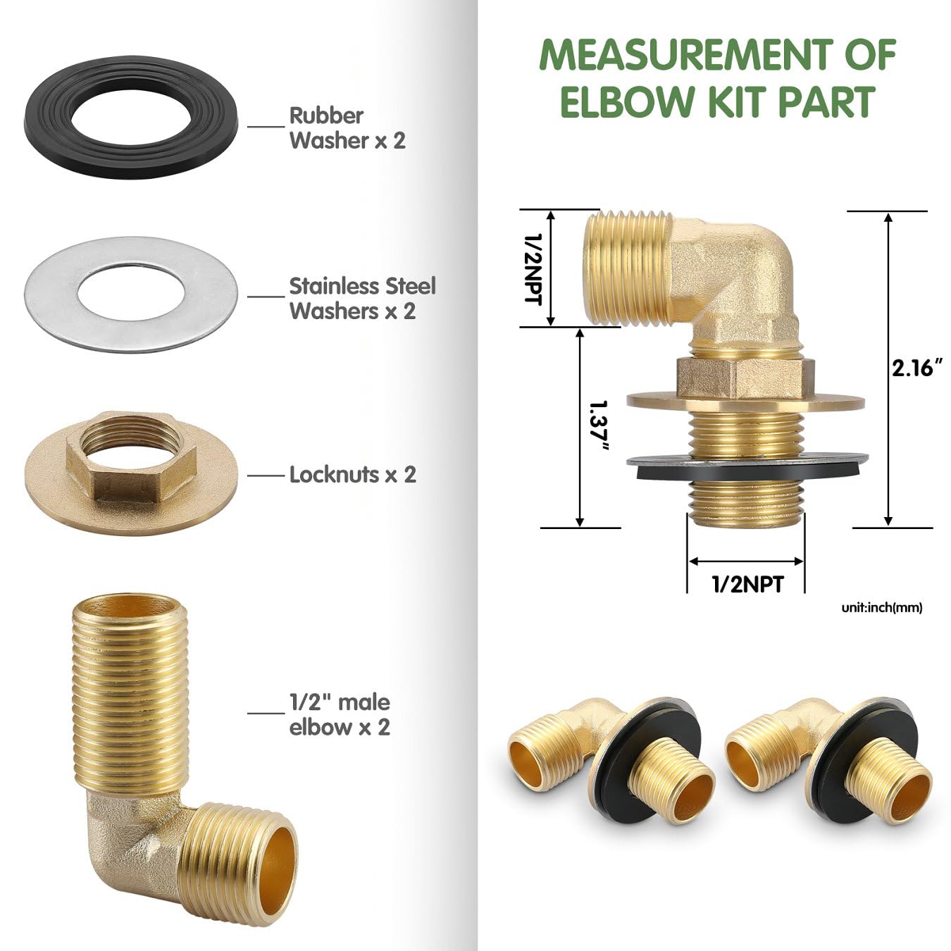 Kit de instalación para grifo comercial de montaje en pared, juego de montaje para salpicaduras de acero inoxidable para preparación de cocina y fregadero utilitario, adaptador de codo IPS