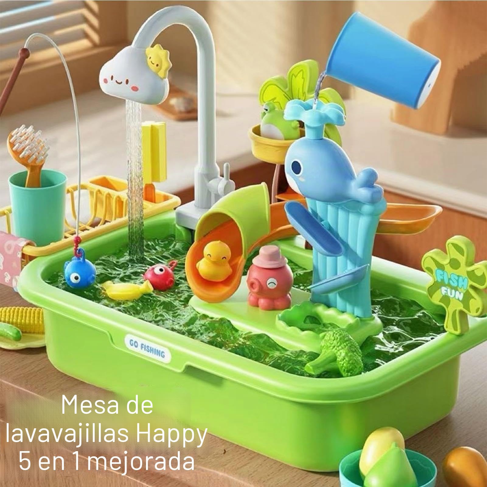 Mesa De Agua para Niños, Juego De Mesa De Arenas Y Agua, Divertidas Mesas Juego Acuáticas Eléctrica Lavabo con Aguas Corriente, Desmontables Mesas Actividades Acuáticas Juguetes Sensoriales