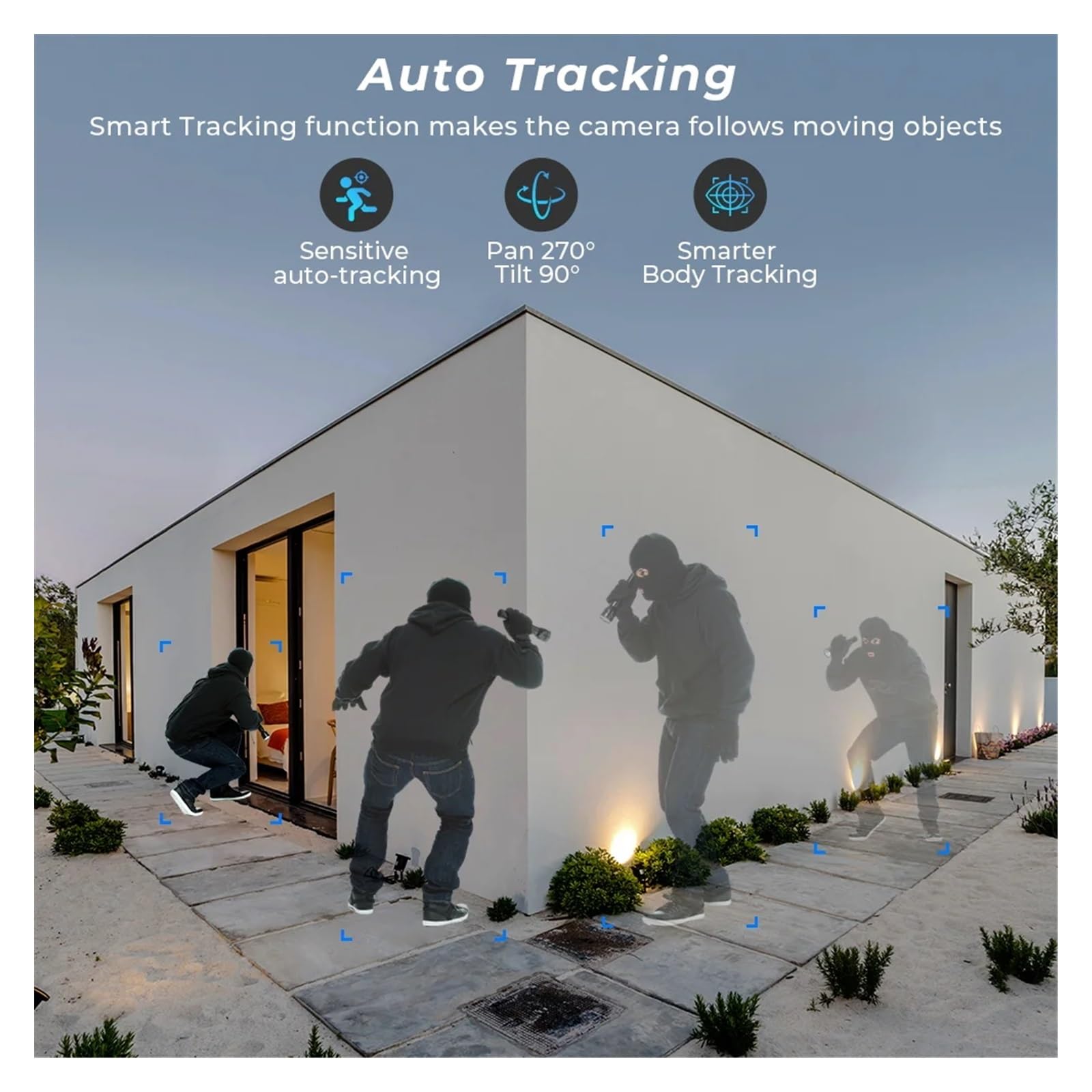 Telecamera di Sorveglianza, Telecamera PTZ 4K 8MP esterna Dual Lens 4MP 4X Zoom digitale AI IP con tracciamento automatico CCTV Audio Video Sorveglianza