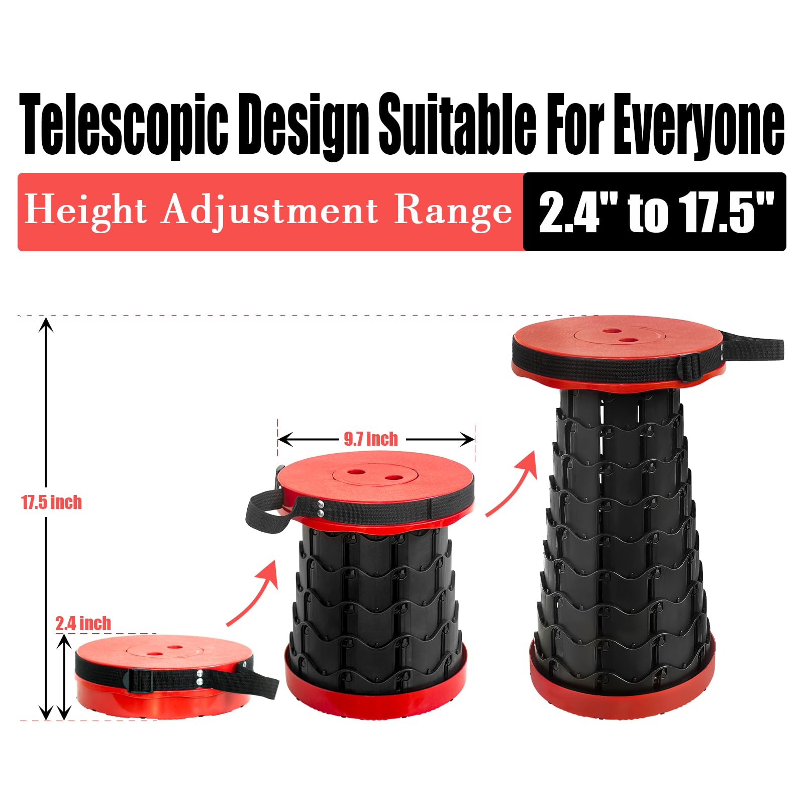 AttoShow 2PCS Upgraded Collapsible Stool Thickened Set, Portable Stool Folding Stools, Foldable Chair for Camping Fishing Hiking BBQ and Outdoor Activities - Max 400lbs?Red?