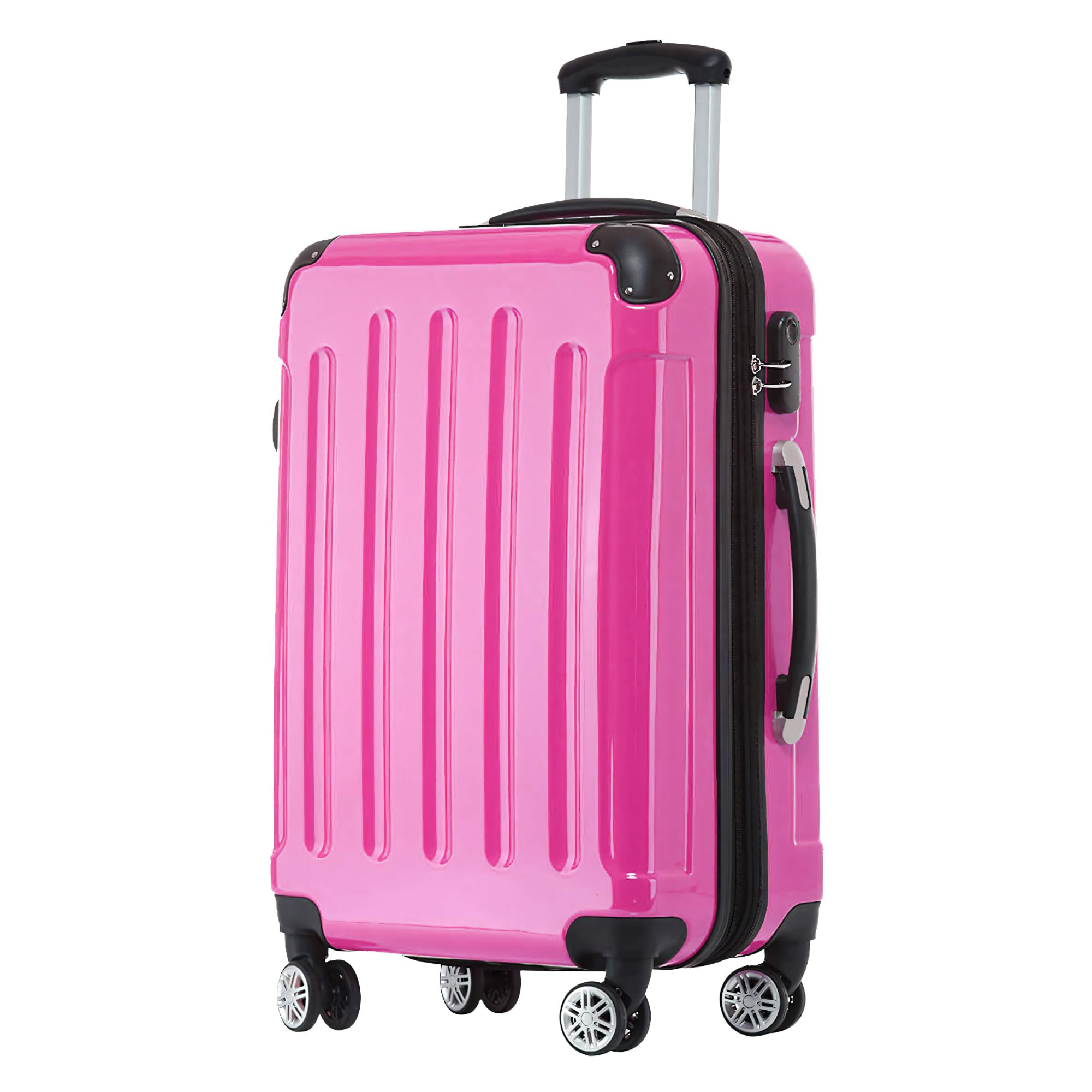 BEIBYE 2048 Hartschalenkoffer aus Polycarbonat, Reisekoffer mit 4 Zwillingsrollen und Zahlenschloss, Erweiterbarer Trolley Koffer M L XL oder Kofferset mit Teleskopgriff