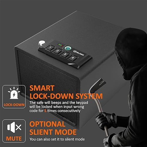 Miniatura 5 de Cajas fuertes para pistolas de acceso rápido, dispositivo de seguridad con teclado biométrico y digital y llave, caja fuerte inteligente para