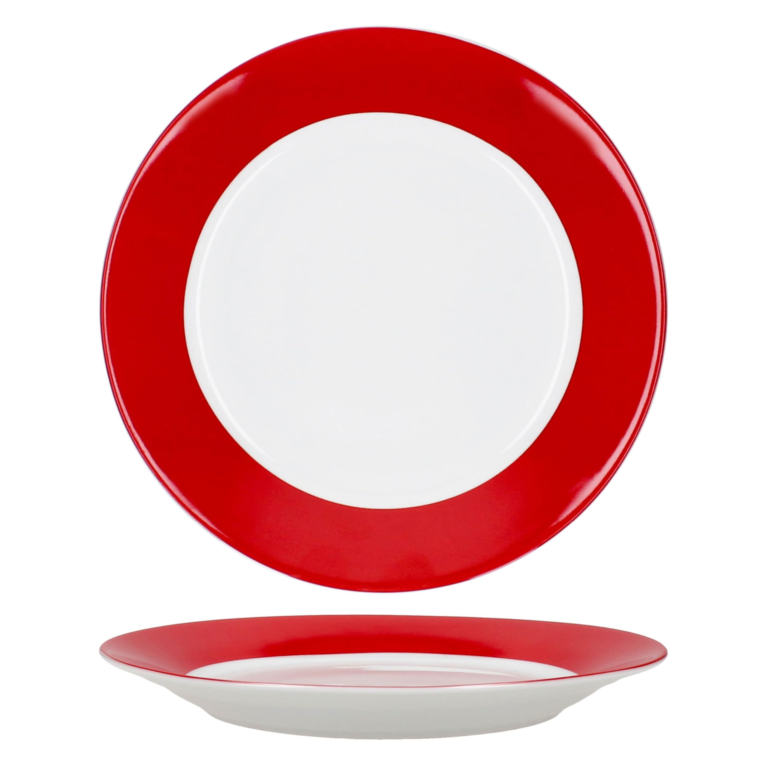 MamboCat Service de petit-déjeuner Variant rouge 18 pièces I 6 petites assiettes, bol 450 ml et tasse à café 350 ml, hauteur 10,3 cm pour 6 personnes I Vaisselle en porcelaine pour le petit déjeuner
