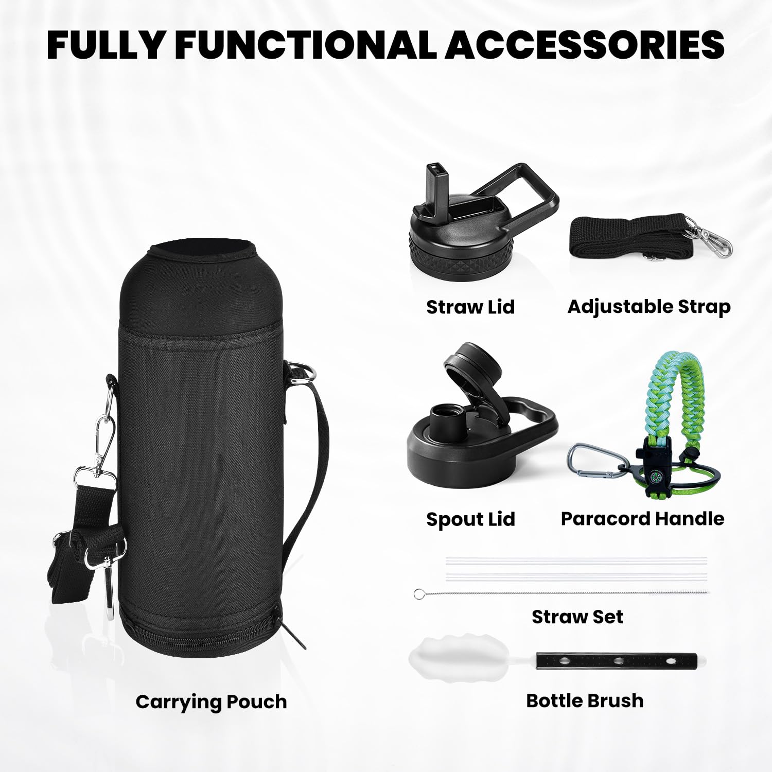 RAYMYLO Insulated Stainless Steel Water Bottle with Straw & Spout Lids - Image 7