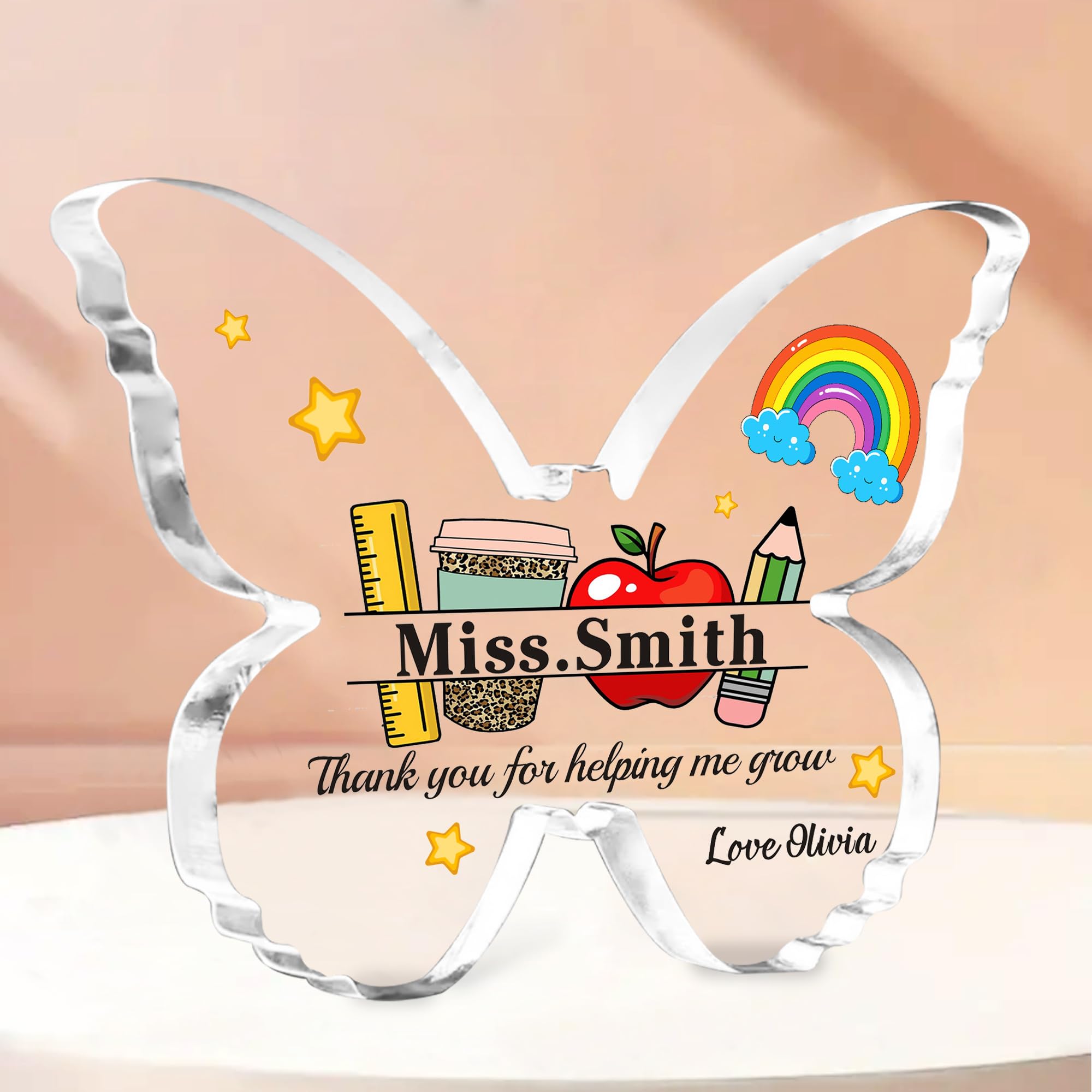 Teacher Gifts Personalised Thank You Teacher Gifts for Women Men Acrylic Plaque Sign Teacher Appreciation Gifts Thank You Gift for Tutor Teaching Assistant End of Term Gifts (Design 2)