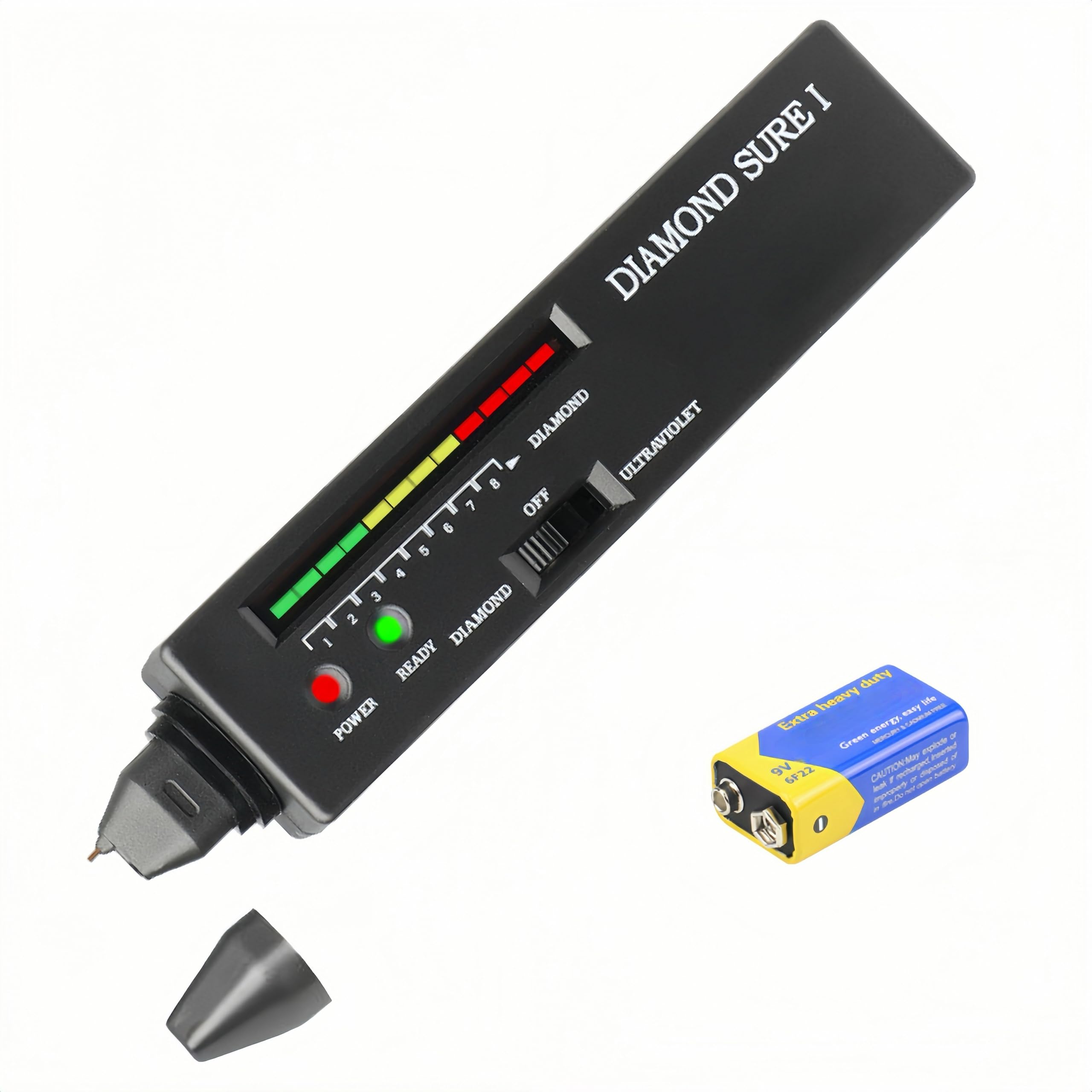 Electric Diamond Tester Pen, Professional High Precision Diamond Gemstone Tester, Portable Jewelry Diamond Gem Tester Checker Tool for All Stones with LED Display & Buzzer (Battery Included)