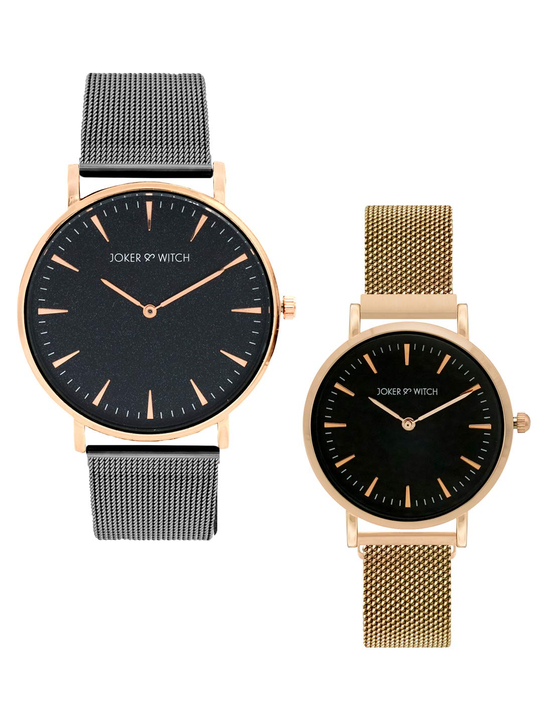 Joker & Witch Stainless Steel Knightley & Emma Couple Analog Watch Gift Set For Men And Women, Black Dial, Rose Gold Band (B08WWCCK5T) Amazon Price History, Amazon Price Tracker