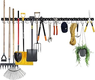 Garage Tool Organizer Wall Mount, 64 Inch Adjustable Storage System, Garden Tool Organizer for Garage Wall Organizer, Heavy Duty Tool Hangers for Garage Wall to Storage Rake, Broom and Yard Tool
