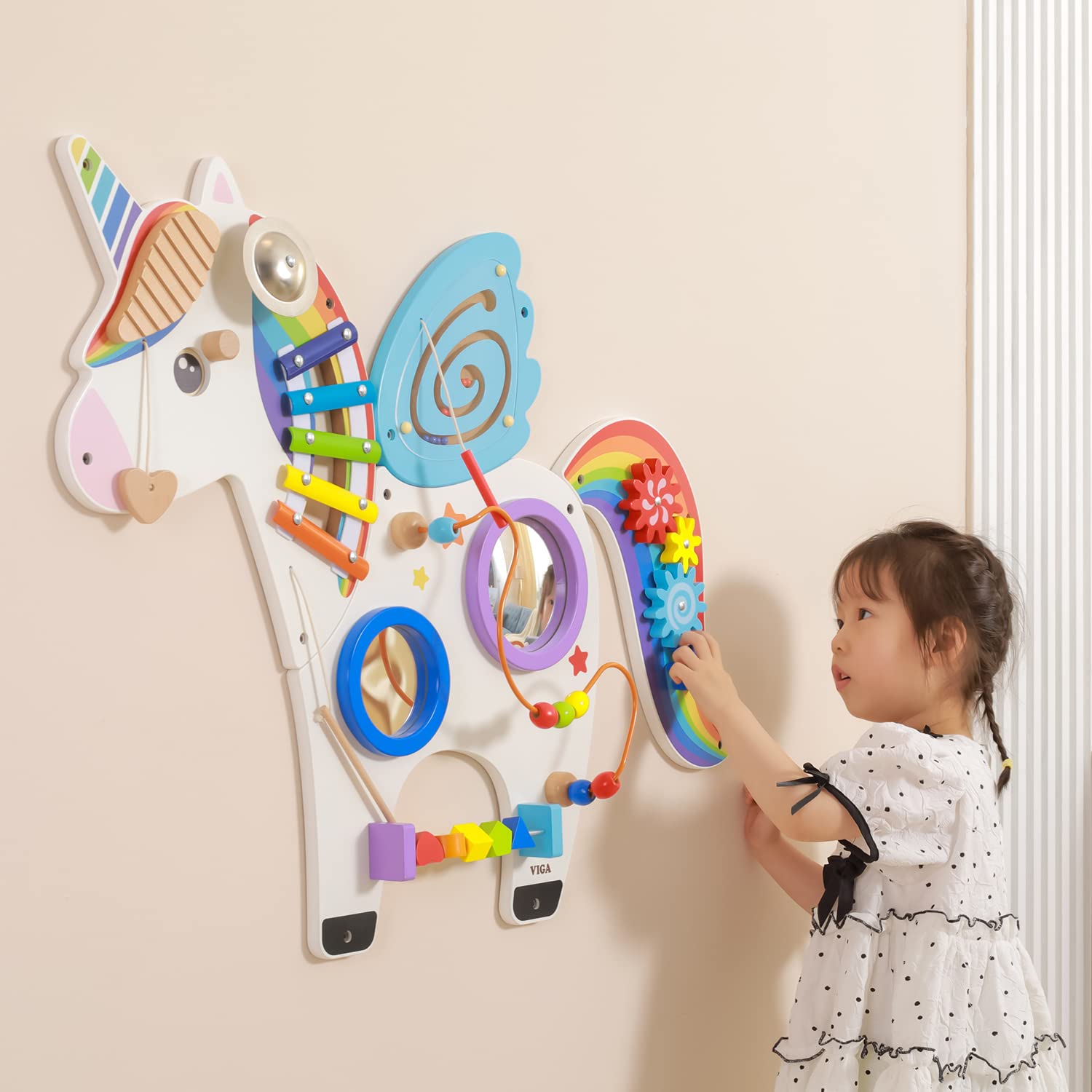 VIGA 44654 Toys – Wall Activity Panel – Einhorn