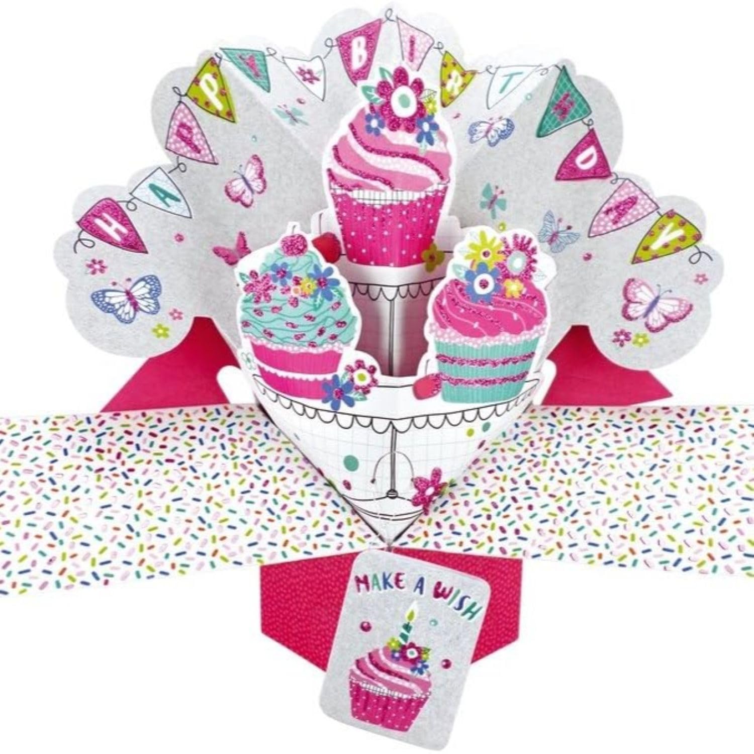 Second Nature Pop Ups Happy Birthday and Cupcakes Pop Up Greeting Card - POP134 POP134A