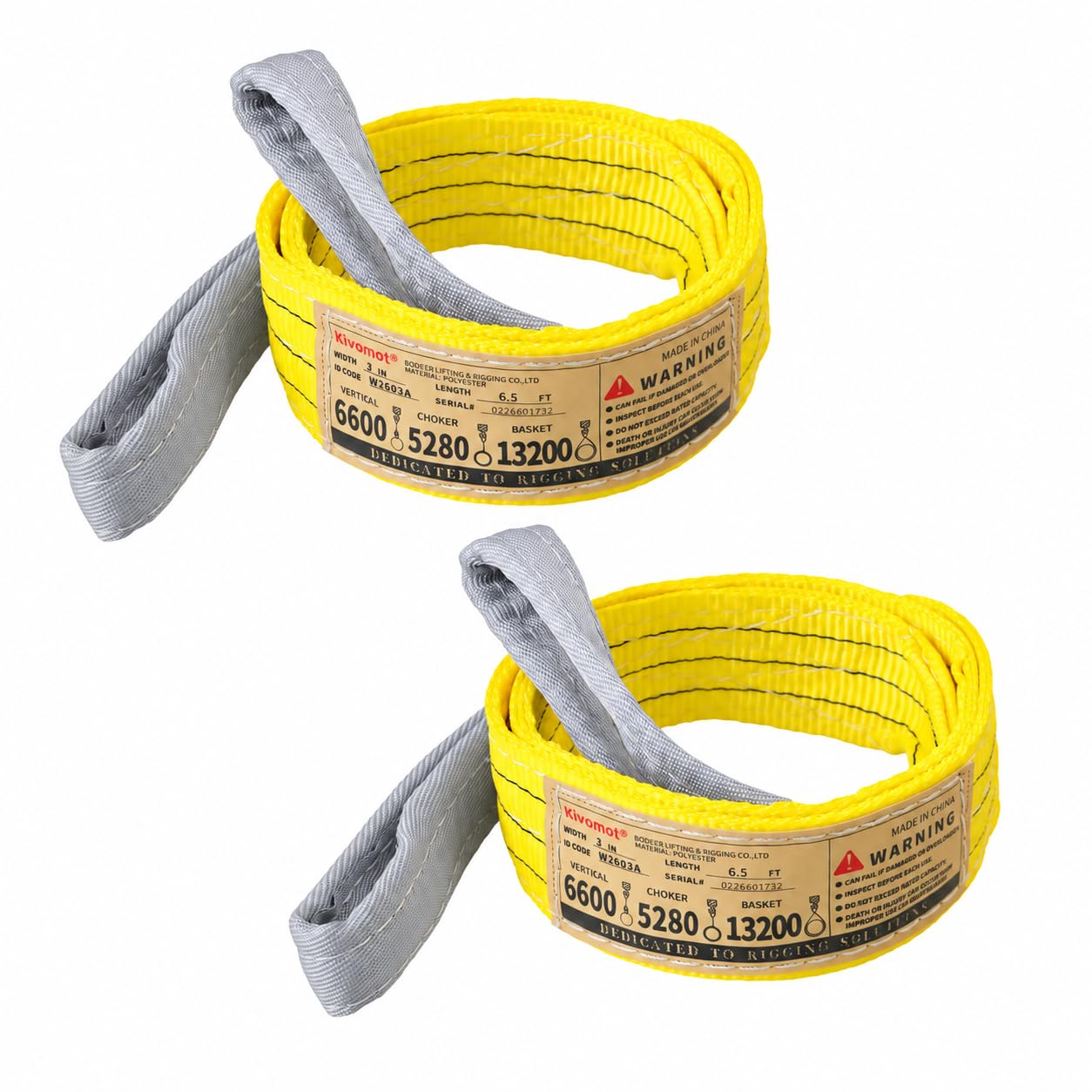 Polyester Lifting Slings - 3 Ton, 2 Pack -1