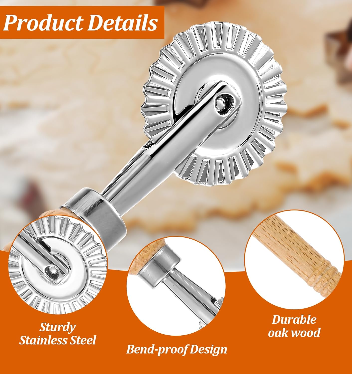 Pastry Cutter Wheel, Pastry Cutter Tool 6.3 Inch Stainless Steel