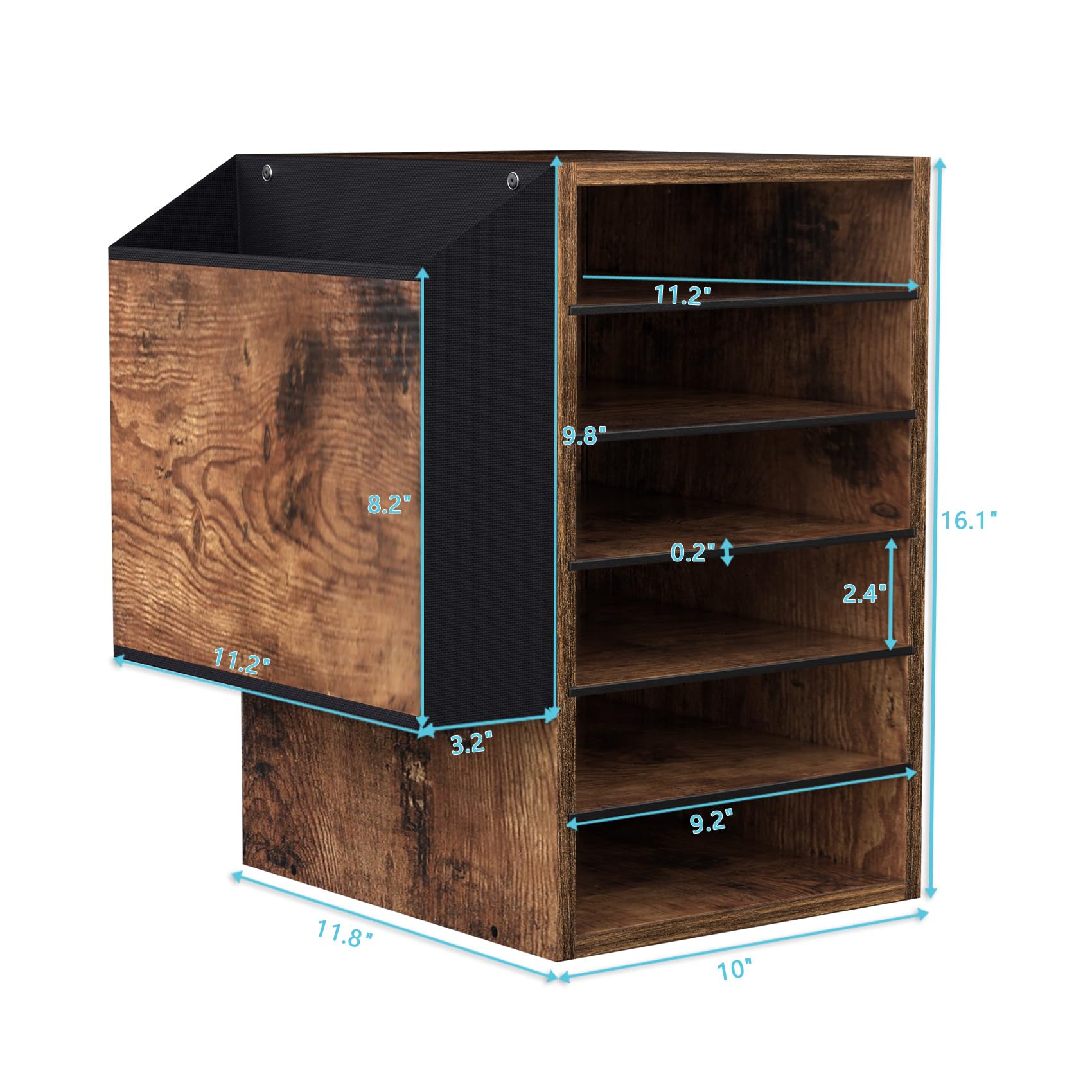 Unionly, hölzerne Papier Organizer mit Aufbewahrungstasche, 10 Tier verstellbar Klassenzimmer Mailbox, abnehmbare Klassenzimmer Organisation, Lehrer Schreibtisch Organisation für Büro, Studie, weiß
