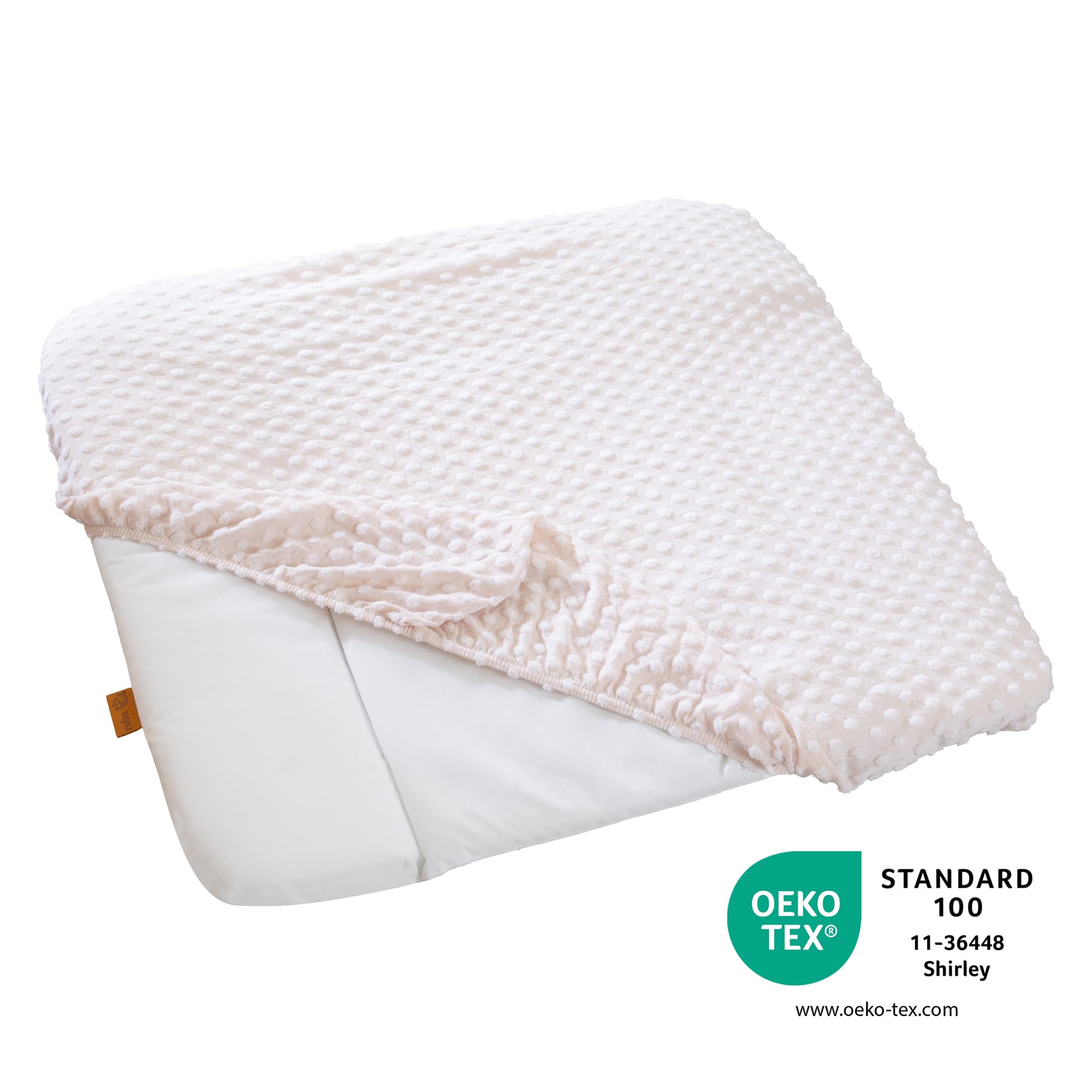 roba Coprimaterassino Fasciatoio Frosty Almond - 75 x 85 cm - Elastico - Traspirante - Morbido - Cotone BIO - Certificato GOTS e Oeko-Tex - Beige