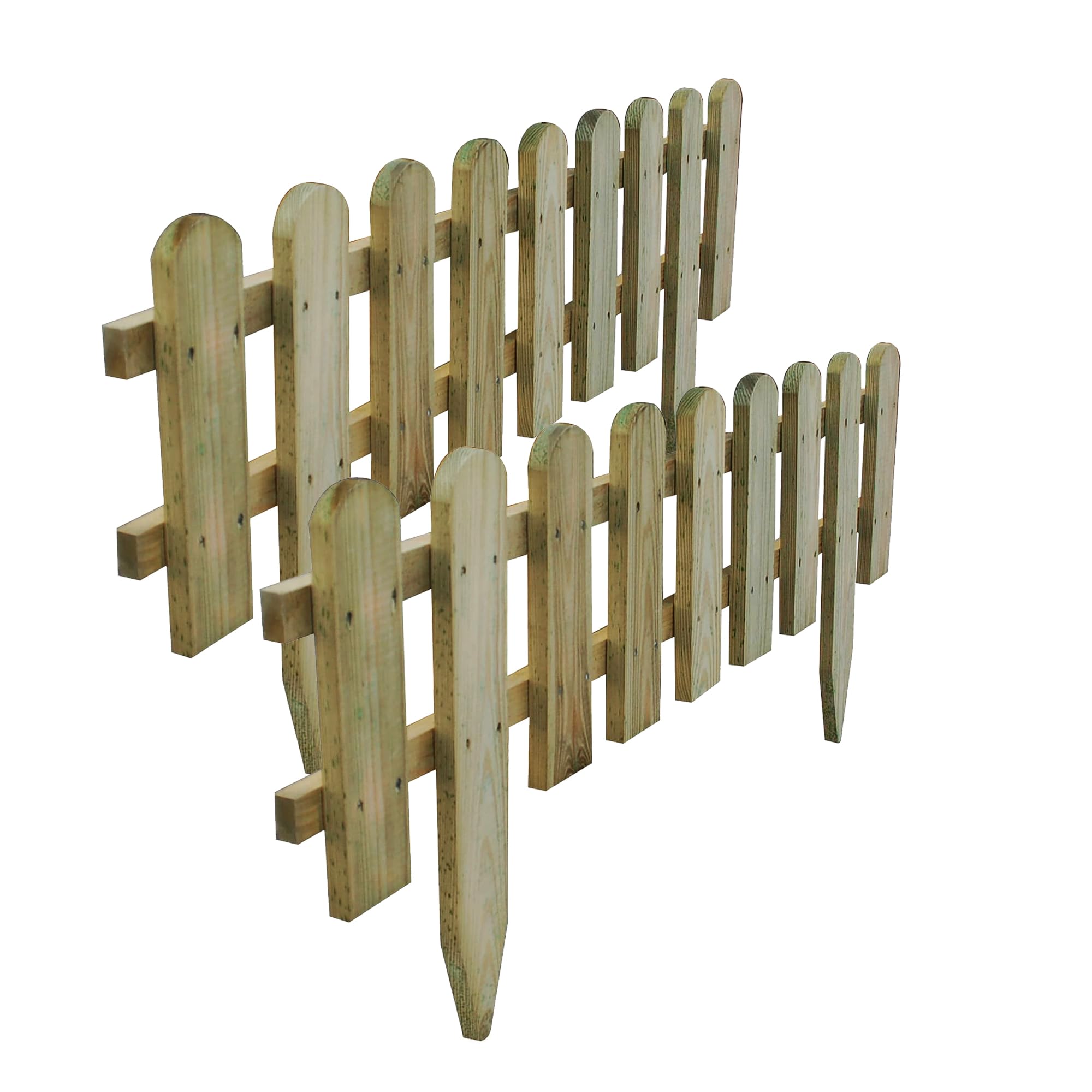 Wooden Border Picket Fence Panels Freestanding Decorative Garden Fencing Treated Composite Garden Edging Border Panels No Dig Picket Fence Edging Natural Wood Gardenedging for Lawn Backyard (2)