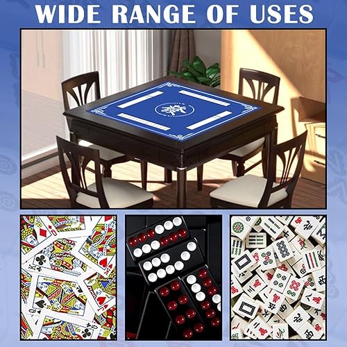 Miniatura 4 de Mahjong Mat, cubierta antideslizante para mesa de Mahjong con reducción de ruido, 2.56 pies x 2.56 pies de grosor, mantel Mahjong para juegos de