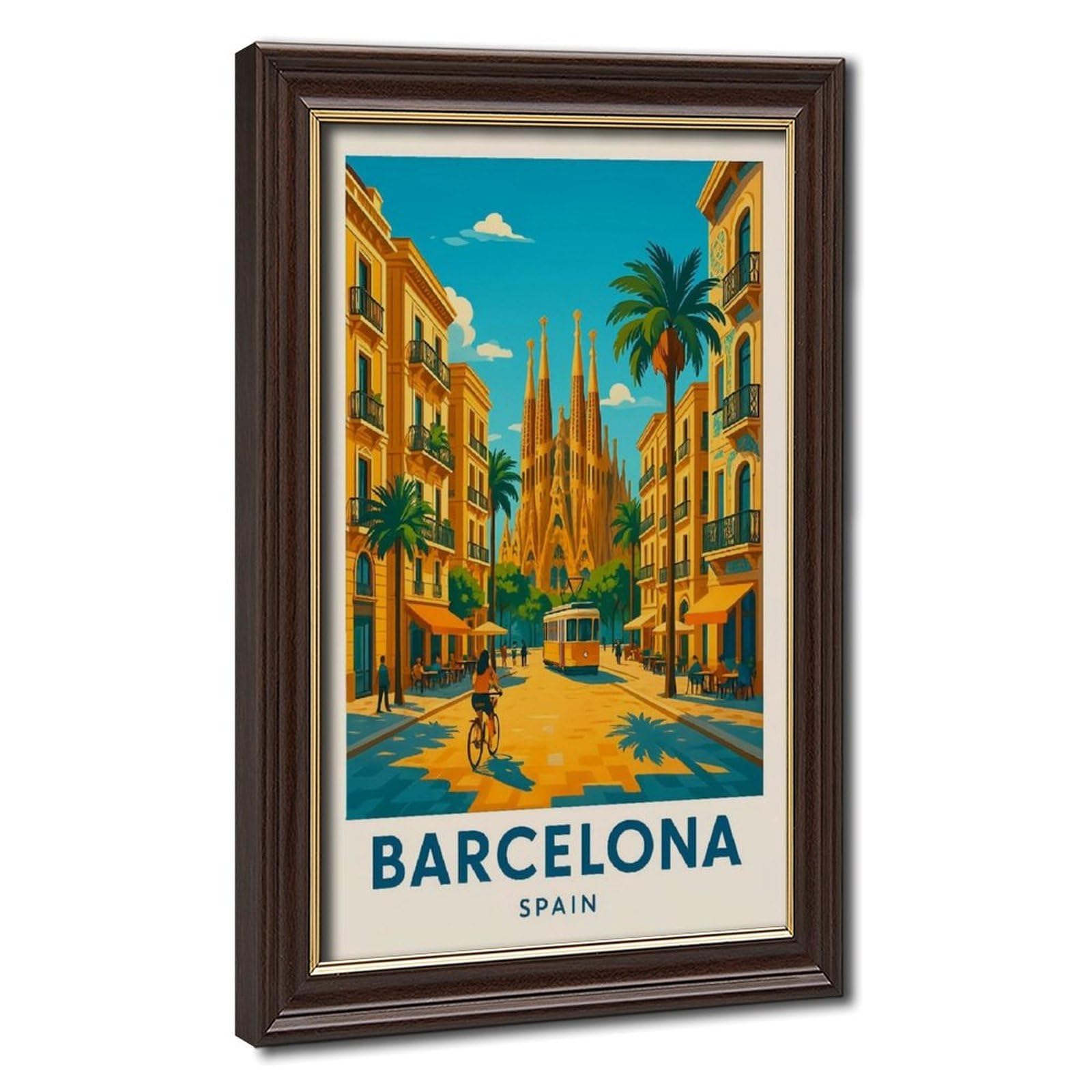 Bareronor Mokume Gane Frame-Style Barcelona Canvas Poster For Living Room Decor Gift