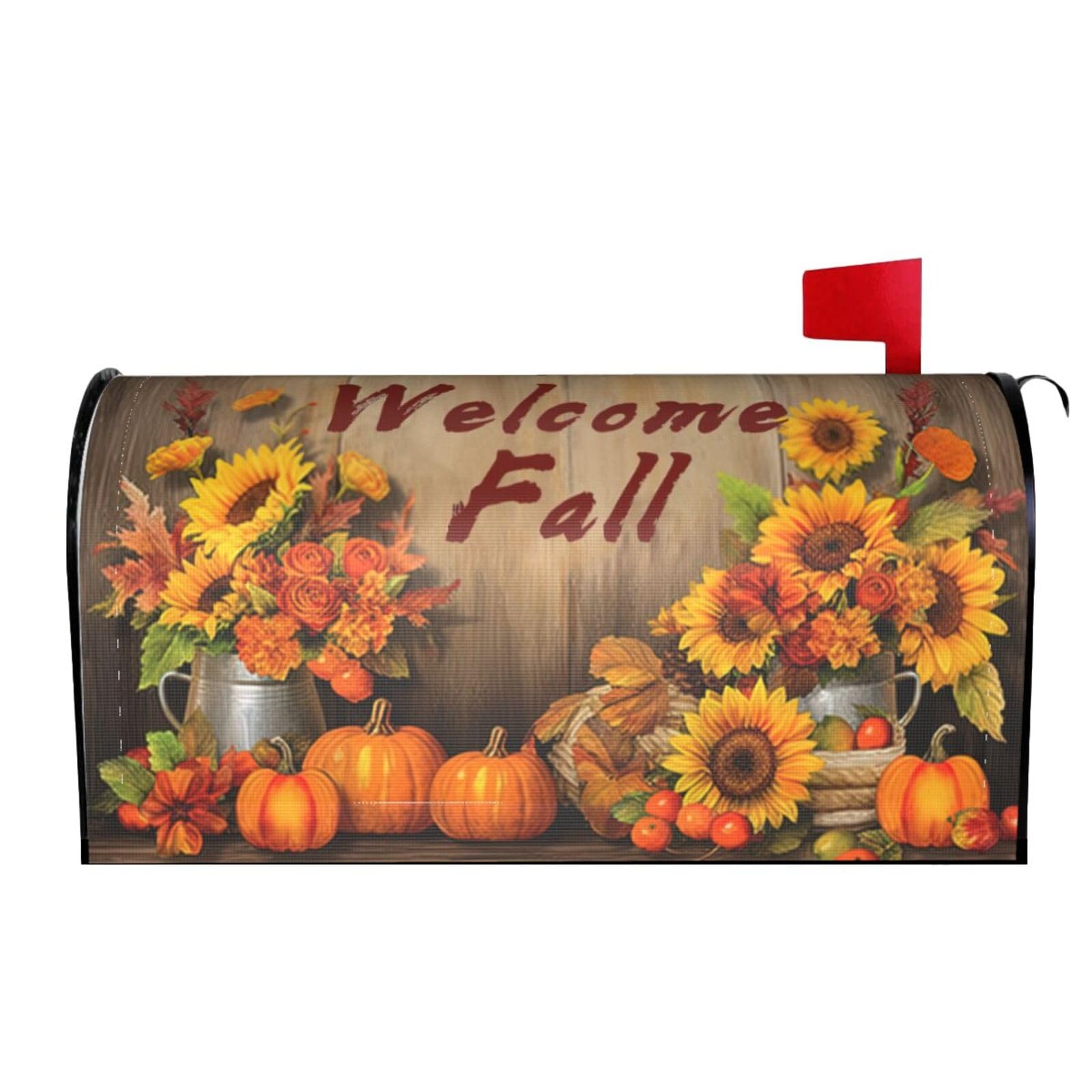 Sunflower Fall Bird Welcome 03 Mailbox Covers Magnetic Wraps Post Letter Box Cover Garden Home Decor