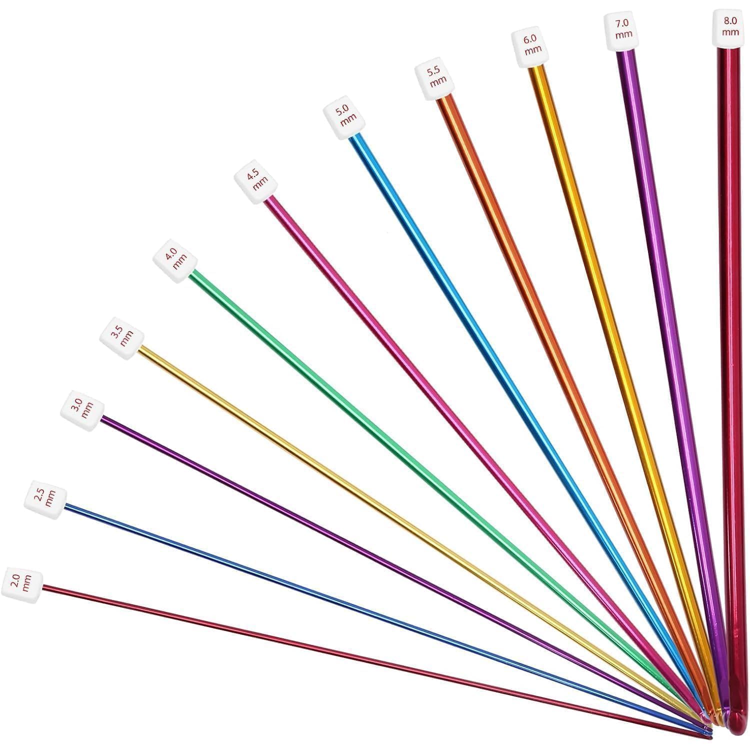 11PCS Tunisian Afghan Knitting Hook Needle Set, Crochet Hook Set, Colorful Aluminum Knitting Tool Accessories, Knit Needle Weaving Tools, Sweater Needle Crochet Kits for Beginners (2mm-8mm)