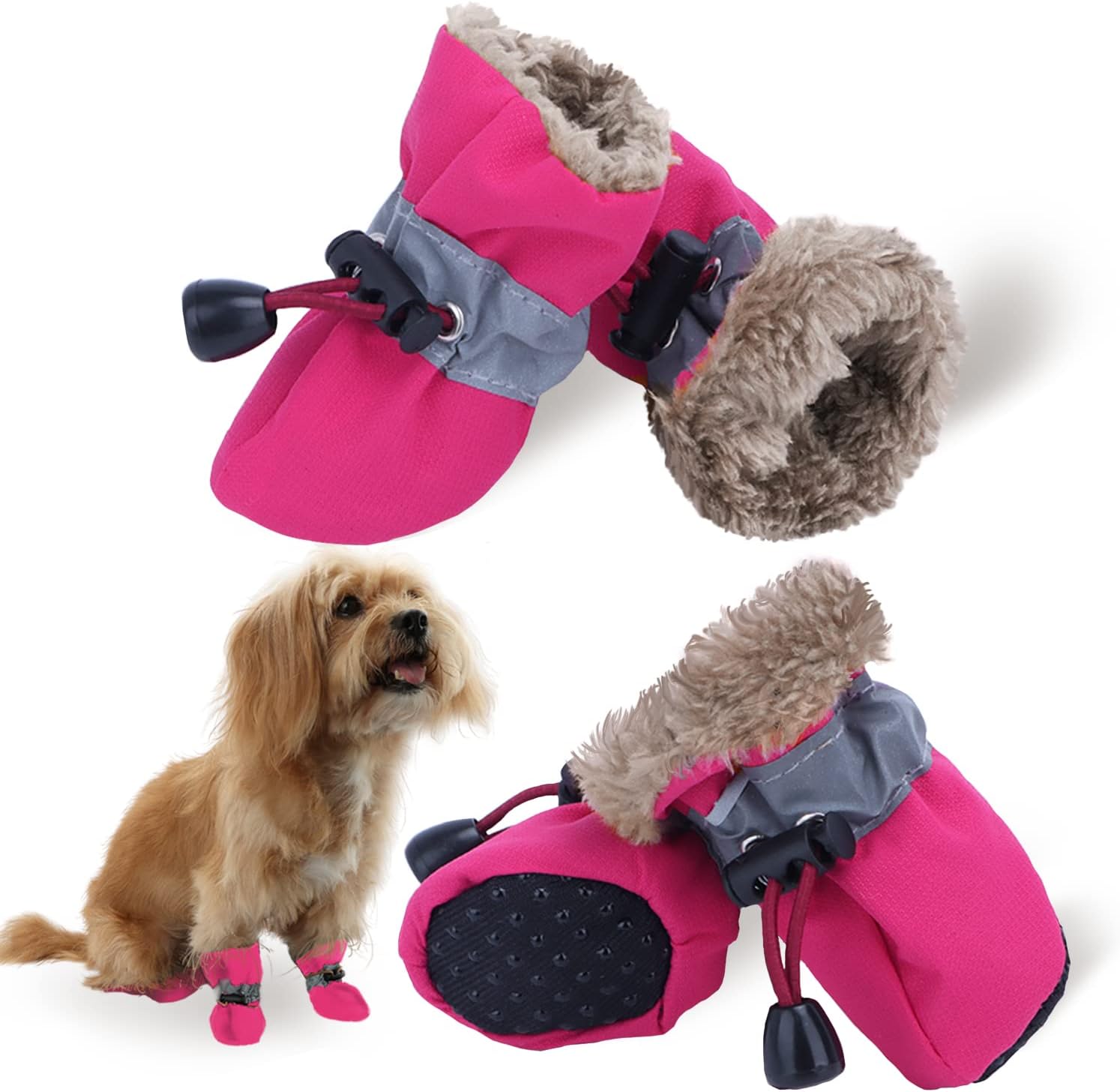 Aufeeky Dog Boots, Fleece Dog Shoes for Small Dogs, Anti