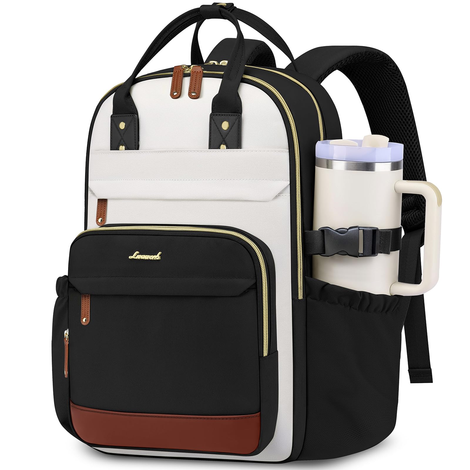 LIVUWERK Laptop Backpack for Women Bag: 17 inch Backpacks with Pouch Pocket for Large Capacity Cup Travel Waterproof Bookbag Anti-theft College Casual