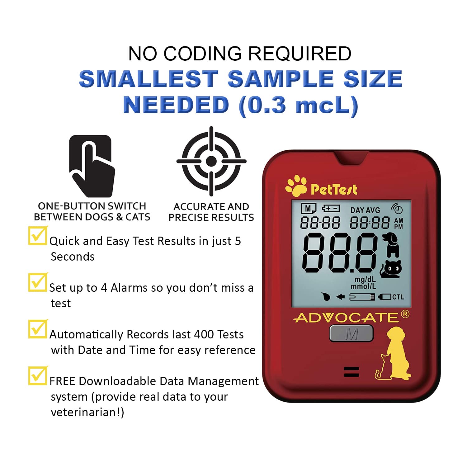 PetTest Red Dot Blood Glucose Monitoring System for Dogs and Cats with