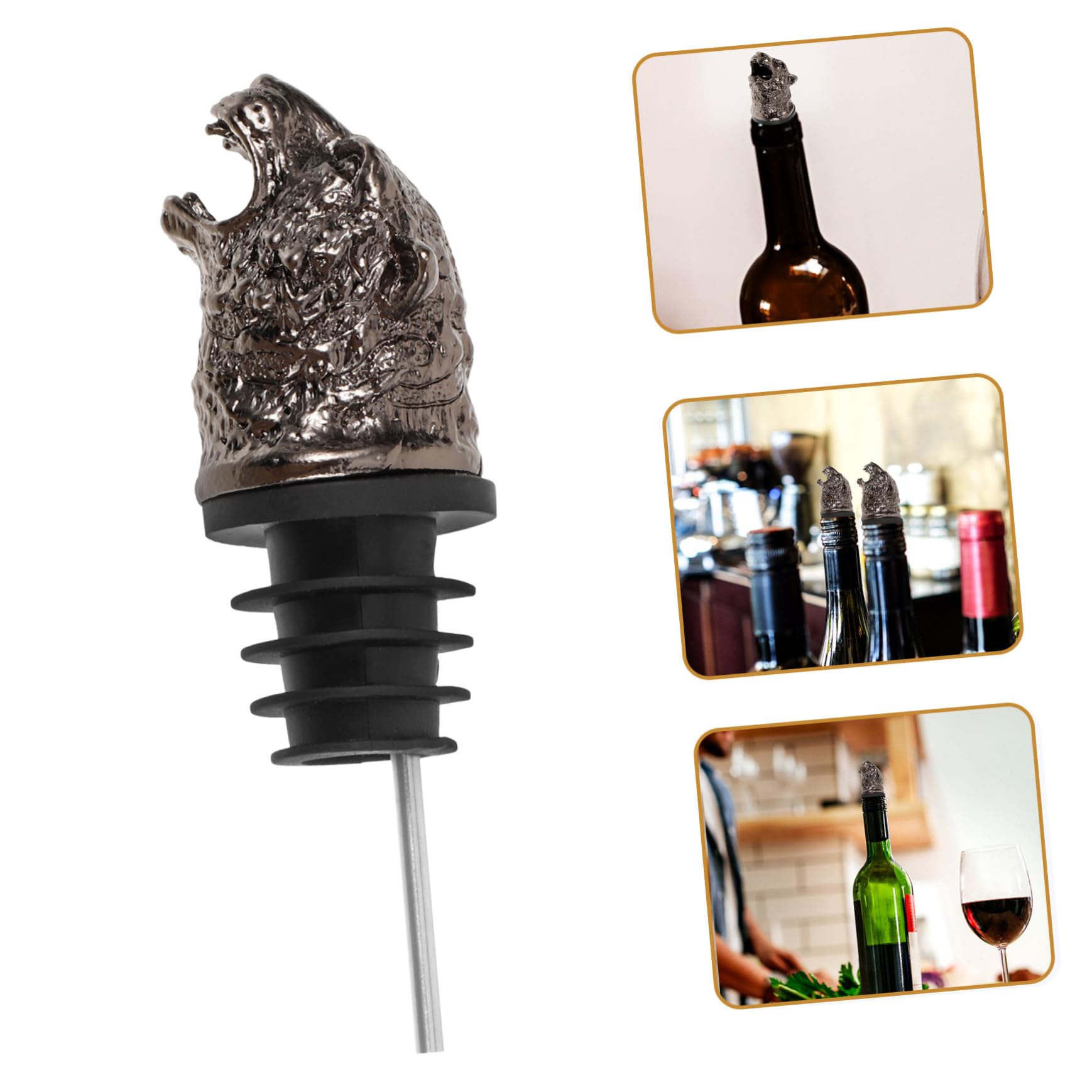 Cabilock 4 Pièces Verseur De Vin De Tigre Verseurs De Vin Bouteille d'alcool Bec Verseur Verseurs d'alcool Verseur De Bouteille D'huile Ustensiles pour Boissons Vin Alliage De Zinc Black