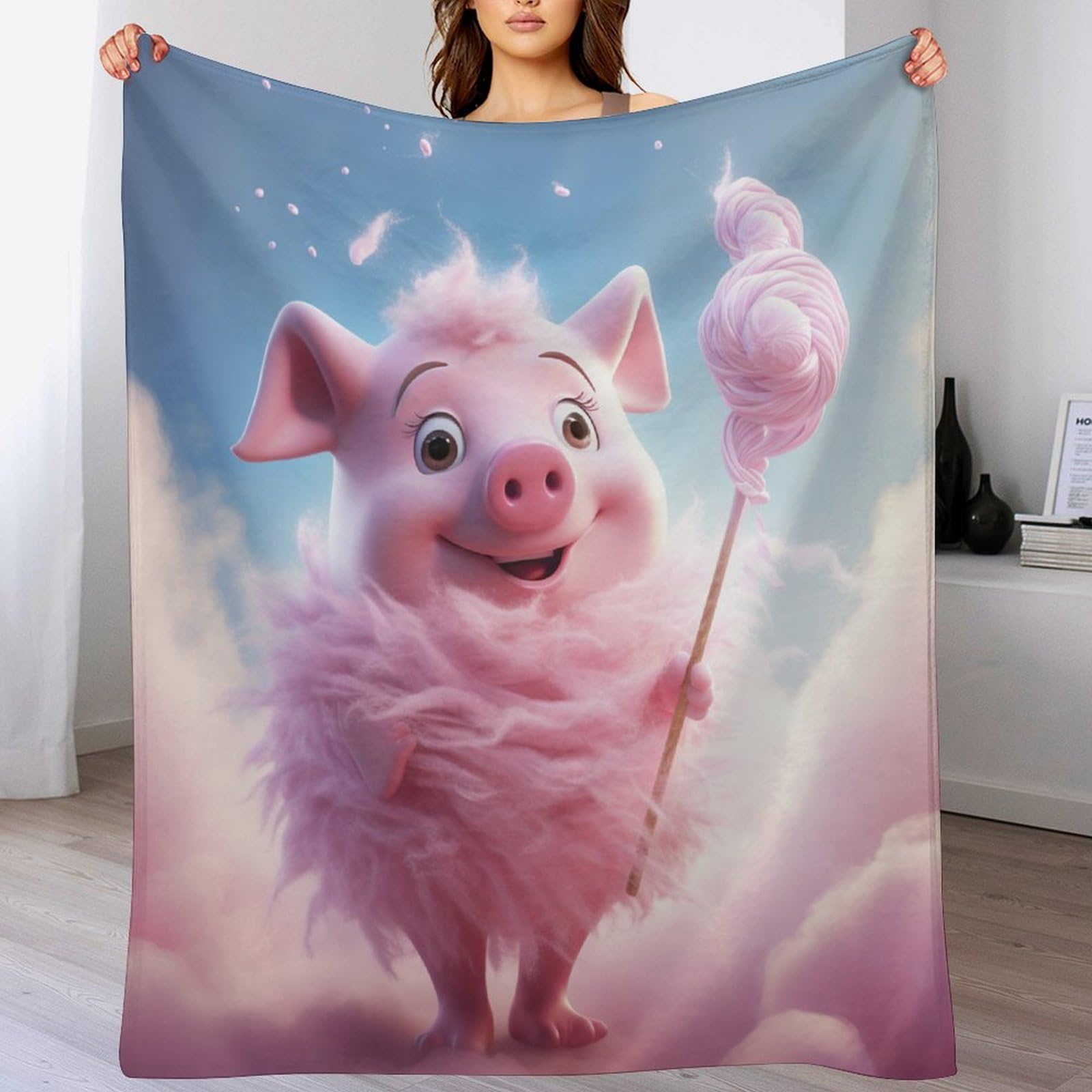 Couverture cochon mignon chaude et douce pour fauteuil et lit