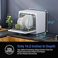 Vista 4 de AIRMSEN Lavavajillas grande y delgado para encimera con estante completo de 2 niveles, lavavajillas portátiles con tanque de agua integrado de 5 L