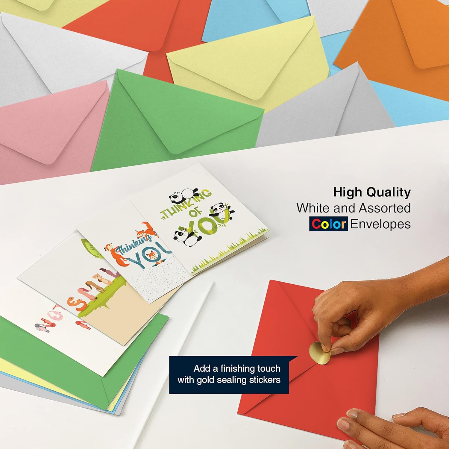 Dessie 25 Unique Thinking Of You Cards With Greetings Inside 5"x7". Large Greeting Cards Boxed Set. 25 Different Notecard Designs - No Repetition. Assorted Color Envelopes, Gold Seals, Storage Box. - Image 5