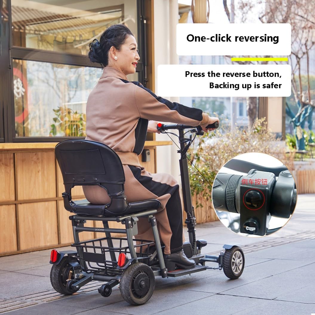 Scooter per Disabili A 4 Ruote,Scooter per Disabili,Sedia A Rotelle Elettrica Pieghevole Leggera,Telaio in Lega di Alluminio,per Anziani Adulti,Carico 120 Kg/265 Libbre A