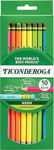 Paquete de 10 lápices neón de la marca Dixon Ticonderoga n. º2, Variado neón