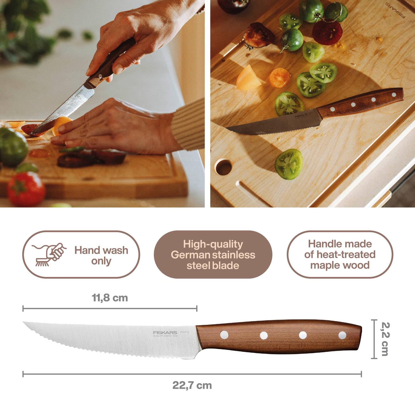 Fiskars Folken Coltello per Pomodori, Lunghezza Lama: 12 cm