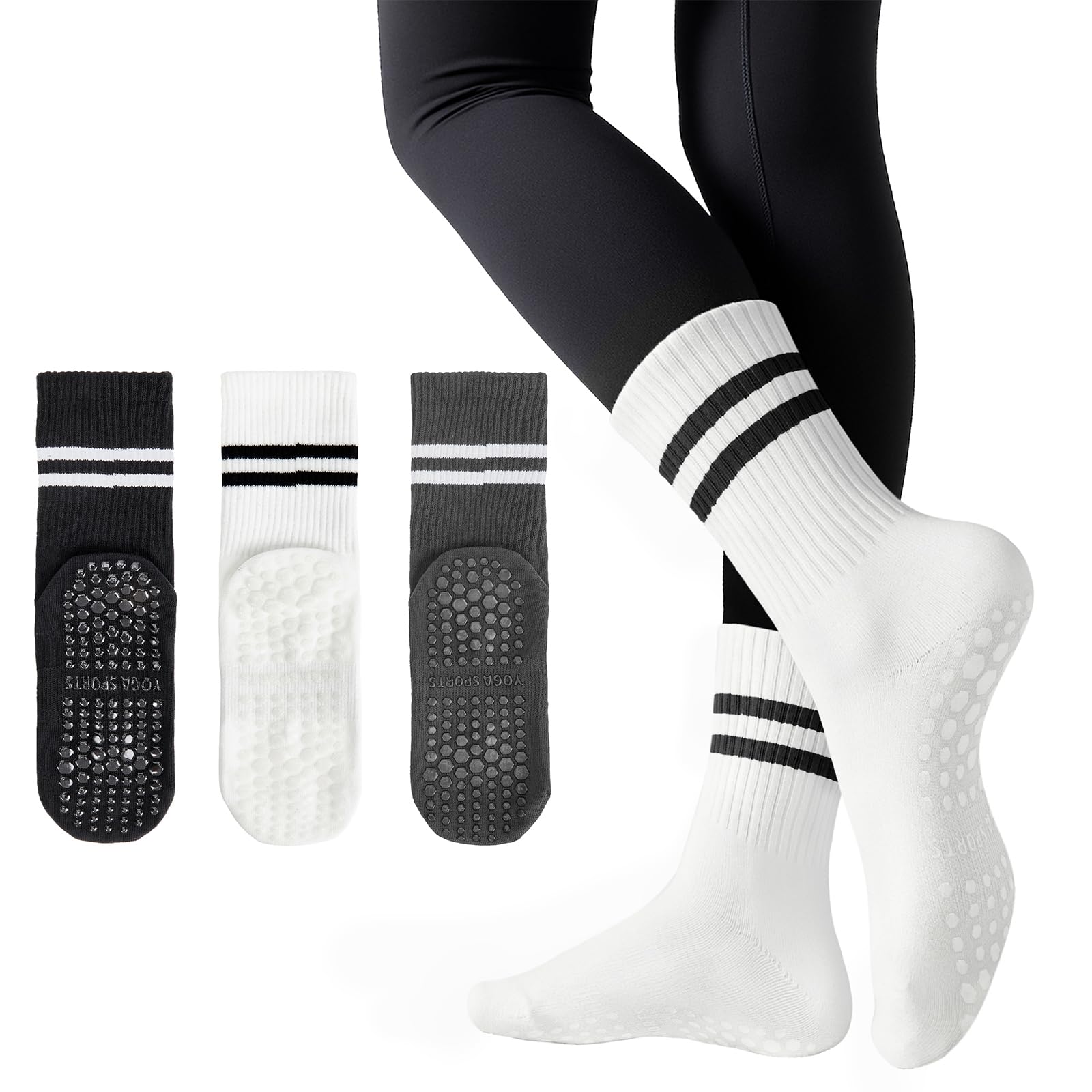 American Trends Pilates Socks with Grips for Women Yoga &amp; Barre - Non Slip