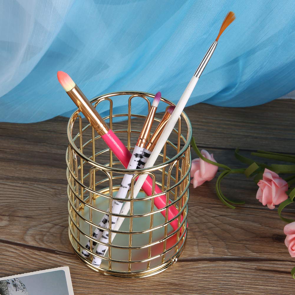 Yinhing Multi Functional Cosmetic Brush Storage Holder Eyebrow Pencil Organizer Display Rack Luxury Gold Makeup Brush Holder for