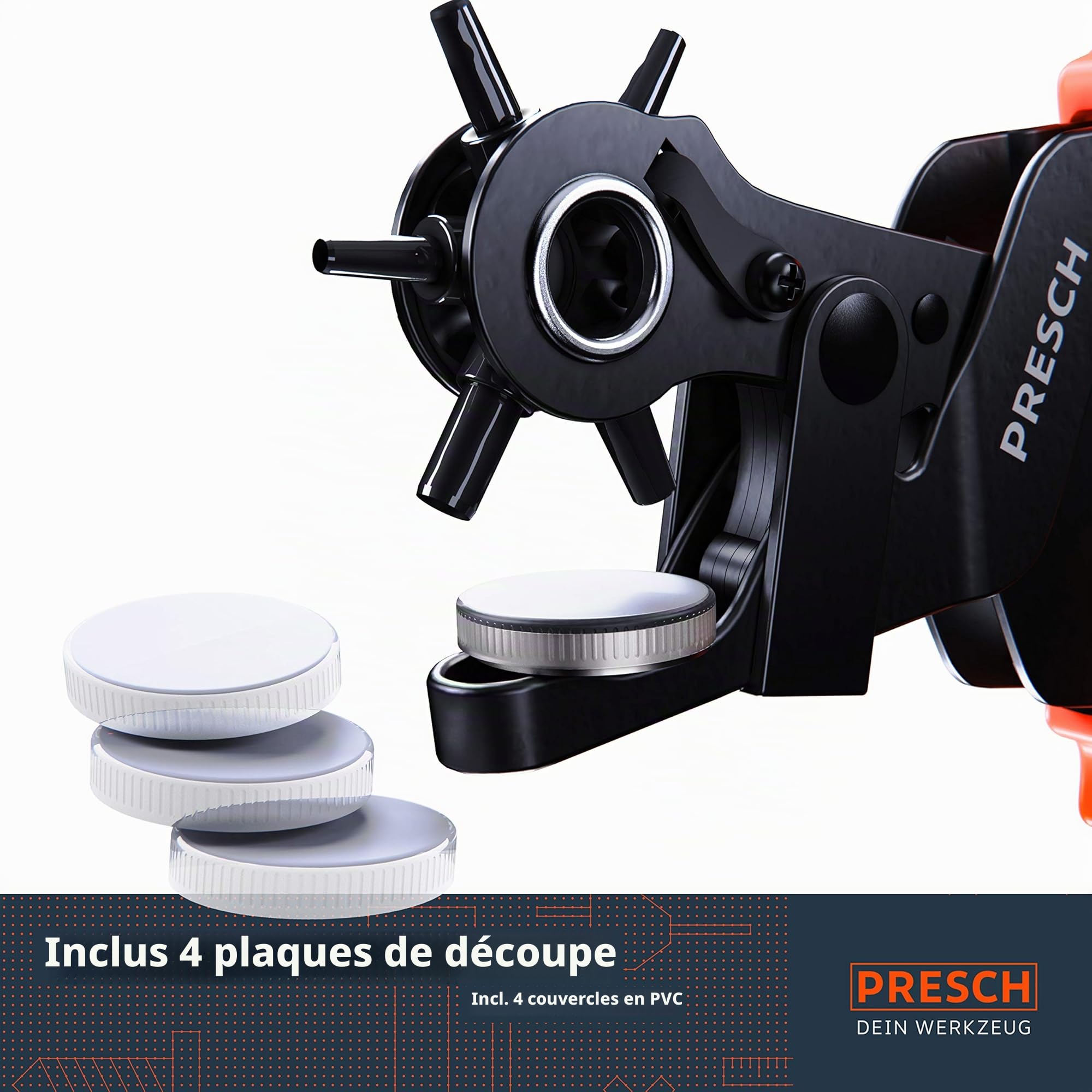Presch Pince Perforatrice Cuir - Professionnelle Pince avec différentes tailles pour découper trous dans cuir - Appareil trou ceinture - Pince Ceinture