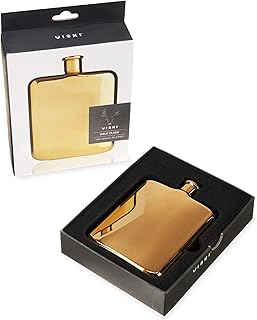 Viski Belmont Plated Flask, 6 oz, Gold