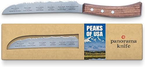 PanoramaKnife Cuchillo de cocina  Fabricado en Suiza  Picos de Estados Unidos  Cordilleras parecidas a la hoja  Acero inoxidable quirúrgico + madera disponible en Yaxa Peru