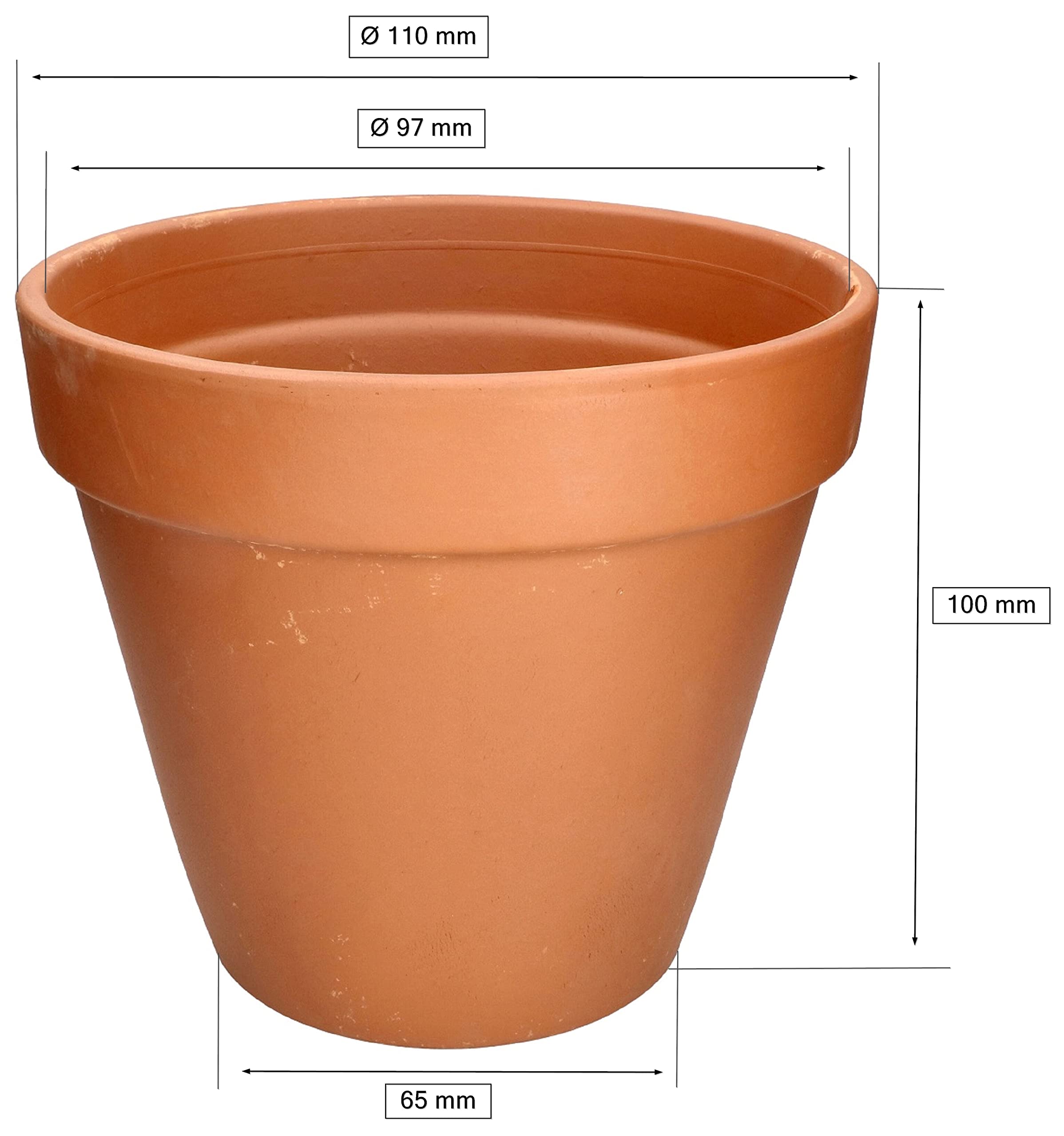 KOTARBAU® Lot de 4 pots en terre cuite avec bord de 11 cm, pour intérieur et extérieur, pot pour plantes, pour balcon ou jardin, céramique non émaillée